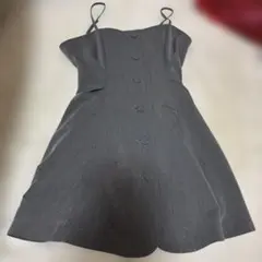 フロントボタン キャミミニワンピース グレー