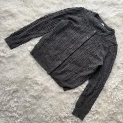 ジーユー【XL】ケーブル編みニットカーディガン チャコール