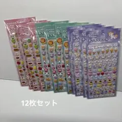 ぷっちりシール12枚セット（ユニコーン・動物・食べ物）