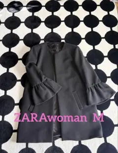 ◆未使用級◆ZARAWOMAN◆ノーカラーフレアスリーブジャケットコートハレノヒ