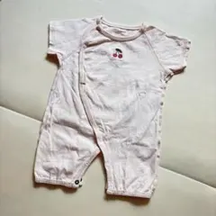 【美品】ロンパース さくらんぼ ピンク 夏服 半袖 女の子 ベビー服 刺繍