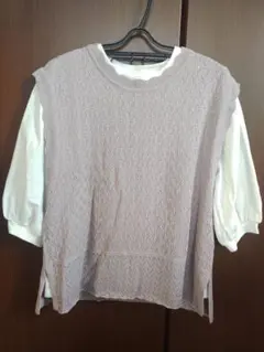 新品未使用　メゾピアノジュニア　透かし編みベスト＆Tシャツセット160cm