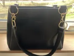 ブラックトートバッグ 合成皮革