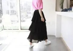 プリーツティアードロングスカート