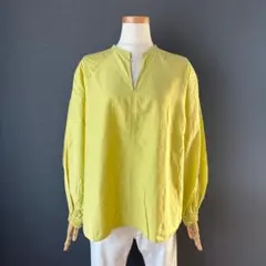 【美品】ビューティー＆ユース コットンシルク スキッパーブラウス イエロー