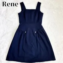 Rene フレア フラワーモチーフ ノースリ ブラック ワンピースのサムネイル