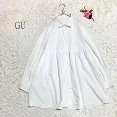 ジーユー　チュニック　ブラウス　ゆったり　体型カバー　オフィスカジュアル　M