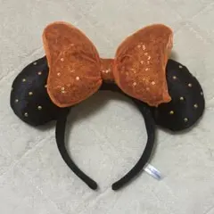 ミニーマウス風カチューシャ オレンジ黒