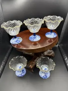 有田焼 デザートカップ龍峰窯 祥瑞ガラス デザート鉢揃 5客 三洋陶器 染付