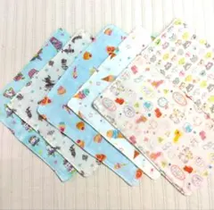 ハーフハンカチ 優しいブルー系 子供用4枚セット 20×10cm ポケット