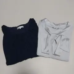 ①組曲の半袖ブラウス ②SUITセレクト半袖ブラウスラの2枚組。どちらもMサイズ