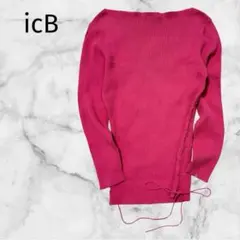 ＊icB＊アイシービー【S】クルーネック ニット 薄手着痩せ　サイドリボンのサムネイル