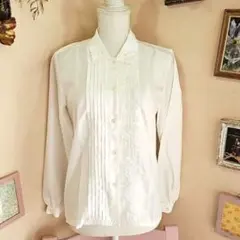 昭和レトロ ヴィンテージ　ホワイト長袖シャツ刺繍付き