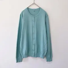 ユニクロ UVカットスーピマコットンクルーネックカーディガン XL ライトブルー