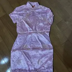 チャイナドレス ピンク 花柄 半袖 コスプレ