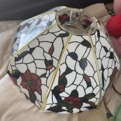 昭和レトロ ステンドグラス風 ランプ 電気傘 シェード 八角形