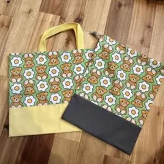 入園セット　レッスンバッグ　巾着　花柄　お着替え袋　体操服袋　給食袋　女の子