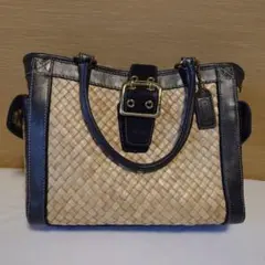 COACH コーチ ミニトートバッグ カゴ レザー ベージュ