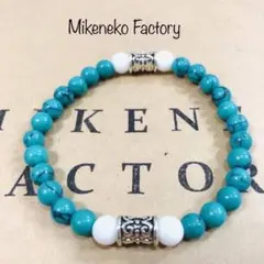 グリーンターコイズとロンデルの天然石ブレスレット