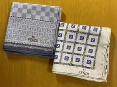 【未使用】FENDIフェンディ ハンカチ　2枚セット グレー系＋ベージュ系のサムネイル