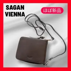 ほぼ新品✨SAGAN VIENNAスクエアウォレットショルダー付ウォレット茶色
