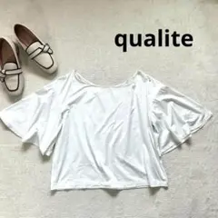 【カリテ】FREE 五分袖 Tシャツ フレア袖　ホワイト 無地