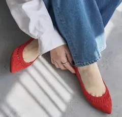 LE TALON ポイントテッドサシメッシュフラット 23.5 レッド