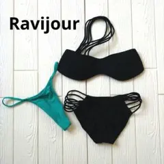 Ravijourセパレート水着 ブラック/ターコイズ