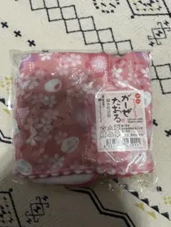 新品　日本製 ガーゼタオルハンカチ ピンク 花柄