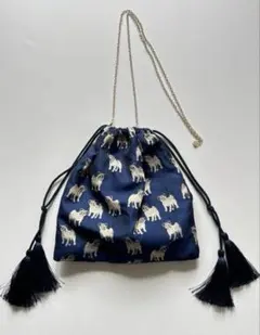 リトゥム組曲 犬柄ジャガード巾着　ケイタマルヤマ　ショルダーチェーン付き　レア