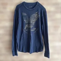 American Eagle 長袖カットソー ネイビー 鷲プリント　Mサイズのサムネイル