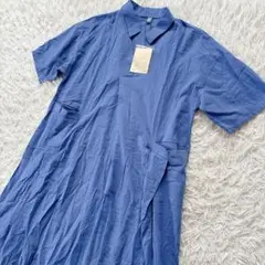 新品未使用　VOGUE レディースシャツロングワンピース 半袖　M ブルー