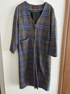 アーバンリサーチ　ノーカラー チェックコート