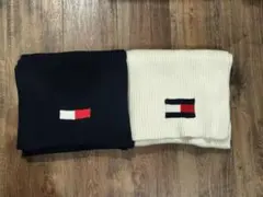 トミーヒルフィガー　マフラー　ストール　アイボリー　白　ネイビー　紺　ペアセット