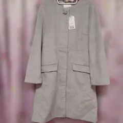 ハニーズ Honeys ビジューパール釦ノーカラーコート グレー 灰色