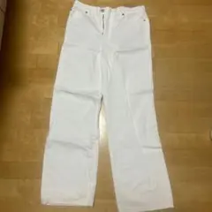 ホワイト ワイドレッグデニム
