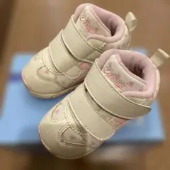 ASICS ベビーシューズ ホワイト・ピンク　花柄13.5cm