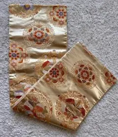 美品！振袖成人式礼装用ゴールド金色帯袋⭐︎鳳凰華文花鳥丸文様刺繍 六通