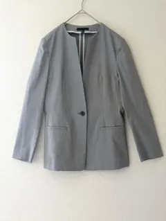 ICB 洗える ノーカラー ジャケット スーツ グレー オフィス フォーマル 春
