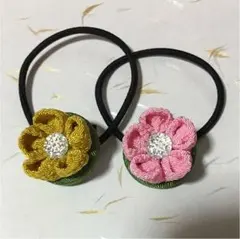 ハンドメイド くるみボタン ヘアゴム