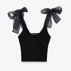 ZARA リボン ブラック タンクトップ