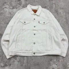 リーバイス　一点物　ハンドペイント　トラッカー　デニムジャケット　古着　白　L