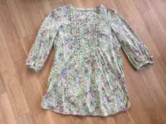 リバティ　小花　チュニック　ブラウス 綿ローン　M