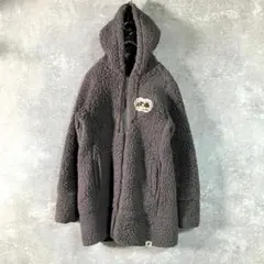 HUNTING WORLD　ボアジャケット　長袖　グレー　ジップアップ　ロゴ