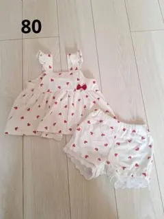 【美品】夏服 女の子80 ハートセットアップ