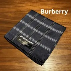 Burberry バーバリー　ネイビー　チェック柄　メンズハンカチ