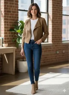 プロポーションボディドレッシング　ノーカラー　ライダースジャケット ブルゾン