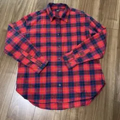 ユニクロ　フランネルシャツ　赤　長袖　チェック　s