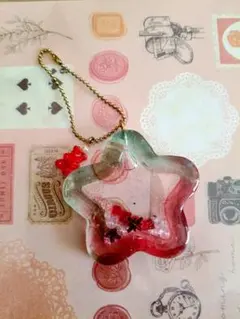 星型レジンチャーム 赤と緑のグラデーション