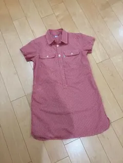 （美品）mont-bell 半袖シャツ 130cm レッド ギンガムチェックのサムネイル